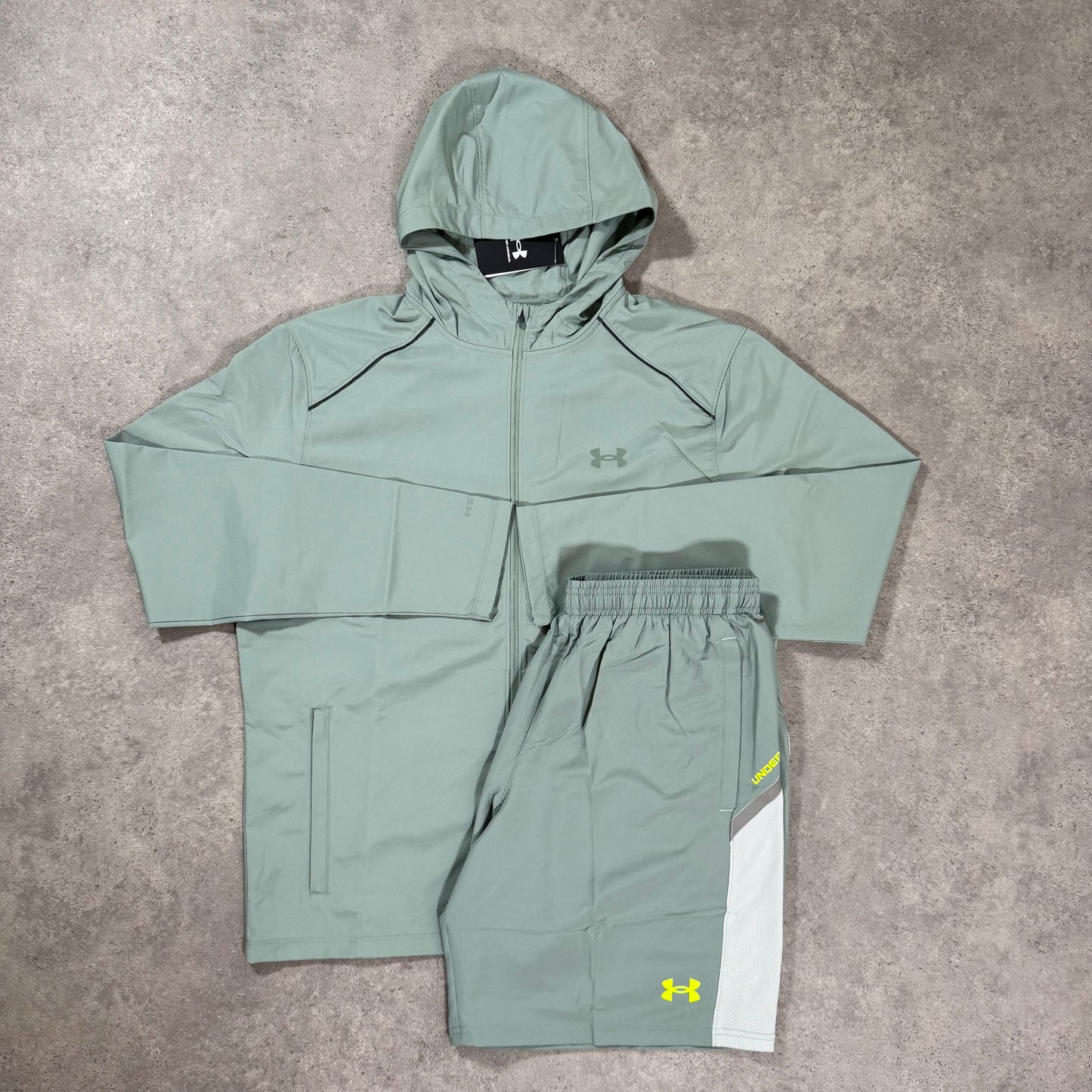 UNDER ARMOUR TECH JACKET SHORT SET (GREEN)