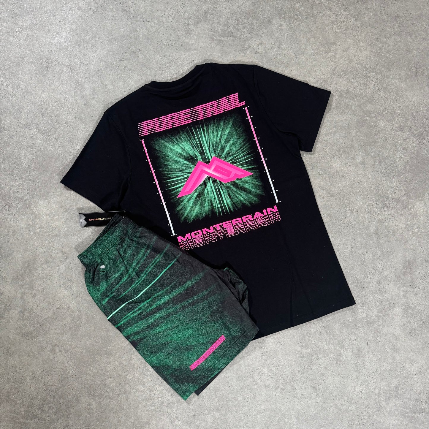 MONTERRAIN ARCADE SHORT SET (BLACK/PINK)