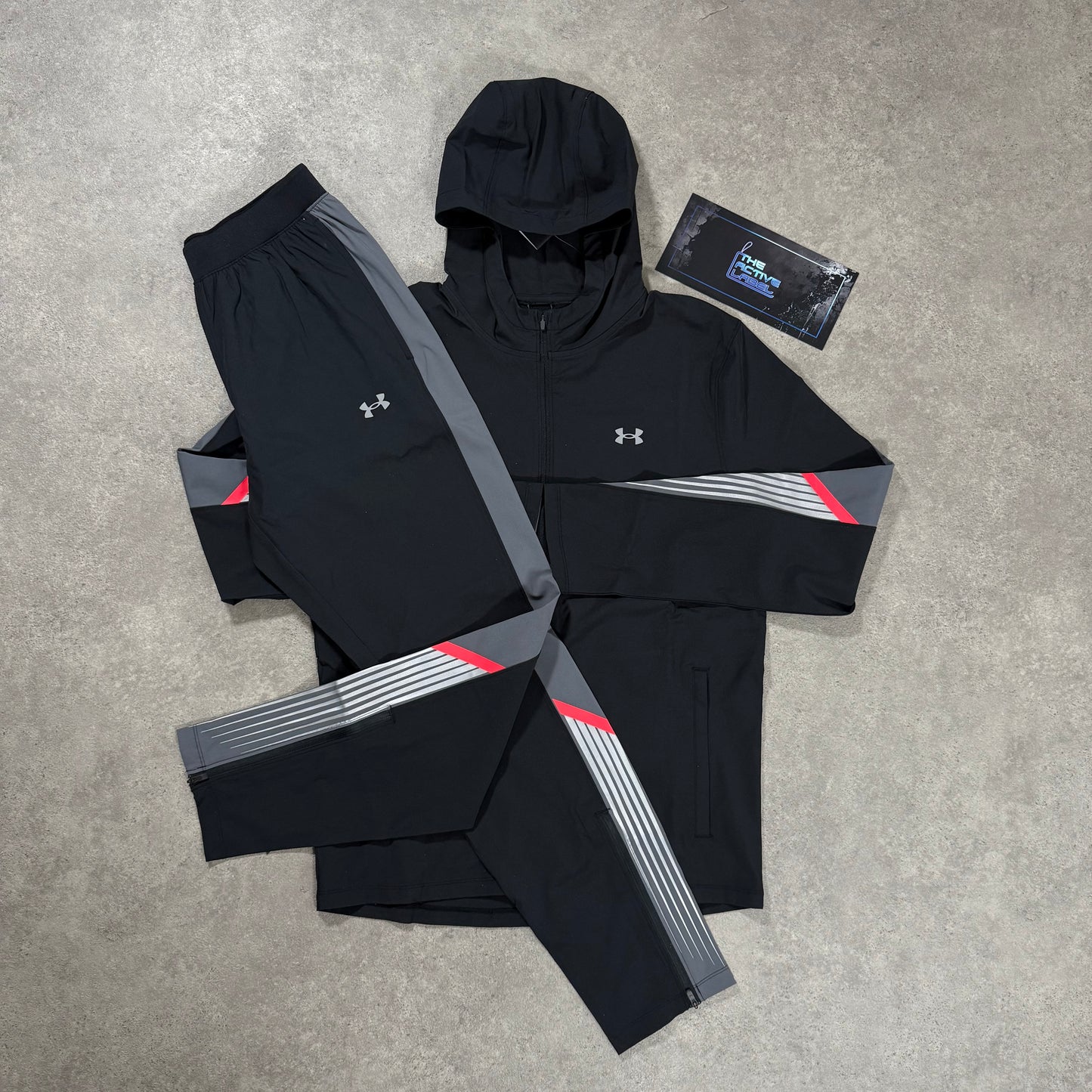 UNDER ARMOUR VELOCITY STORM TRACKSUIT (BLACK/RED)