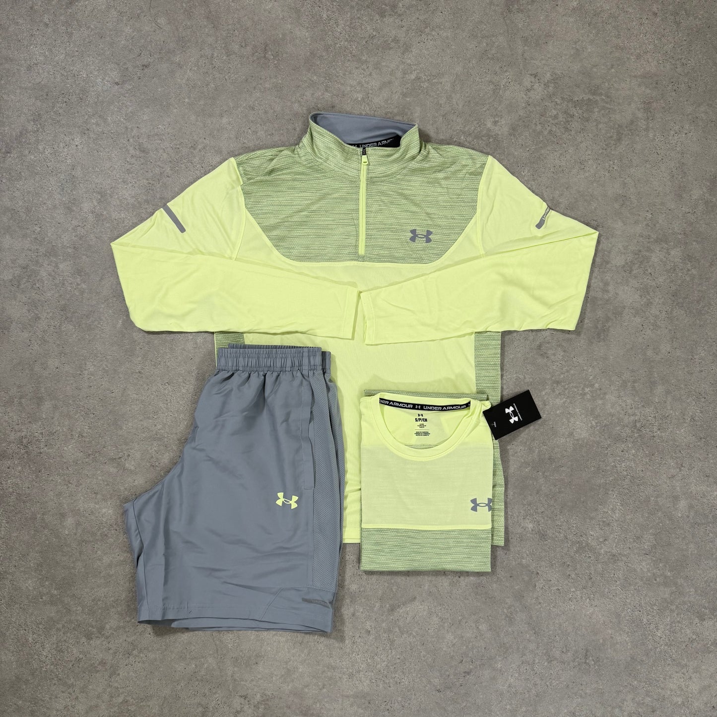 UNDER ARMOUR 1/4 ZIP TRI-SET (YELLOW/GREY)