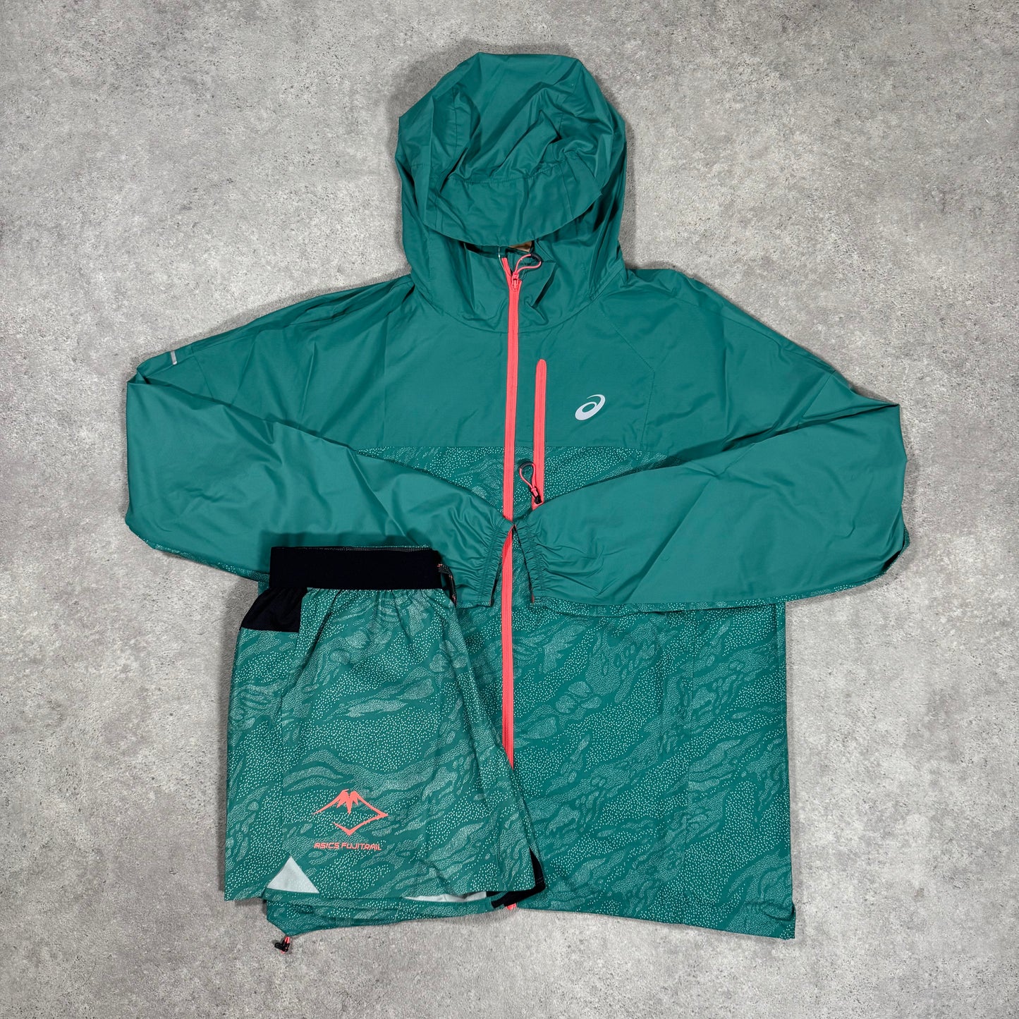 ASICS FUJITRAIL JACKET SHORT SET (LAKE GREEN)