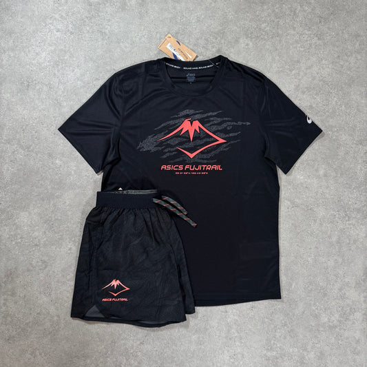 ASICS FUJITRAIL SHORT SET (BLACK/ORANGE)