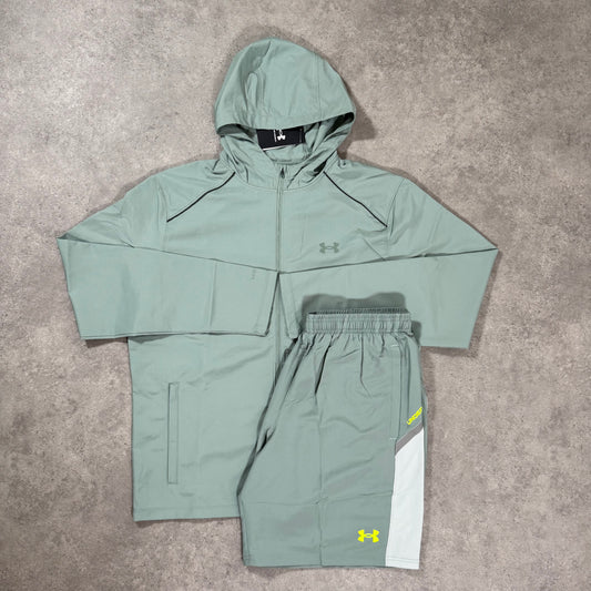 UNDER ARMOUR TECH JACKET SHORT SET (GREEN)