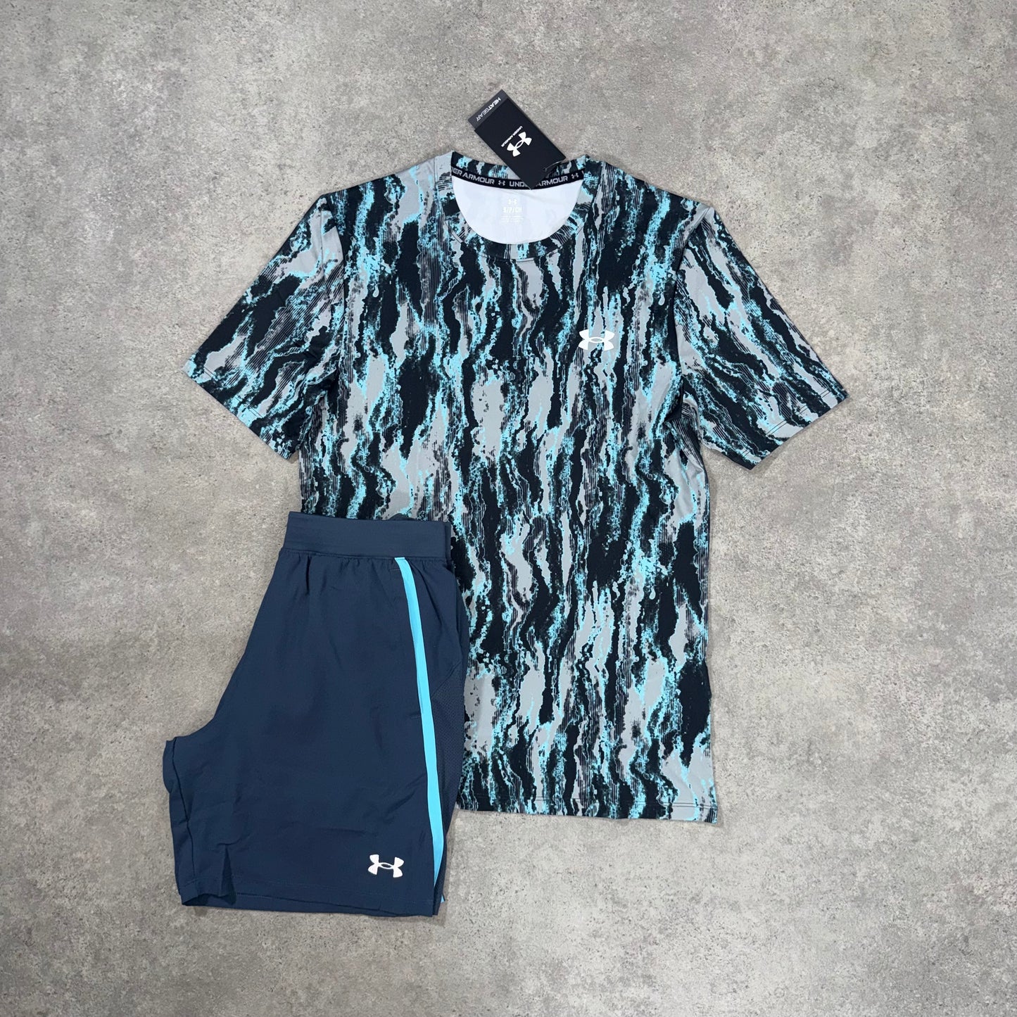 UNDER ARMOUR TIGER PRINT SET (BLUE/GREY)