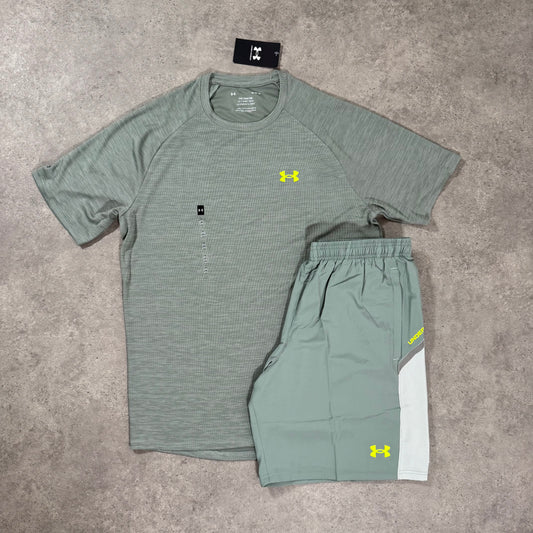 UNDER ARMOUR TECH UTILITY SHORT SET (GREEN)