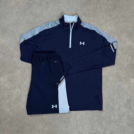 UNDER ARMOUR 1/4 TECH + SHORT SET (BLUE)