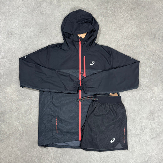 ASICS FUJITRAIL JACKET SHORT SET (BLACK/O