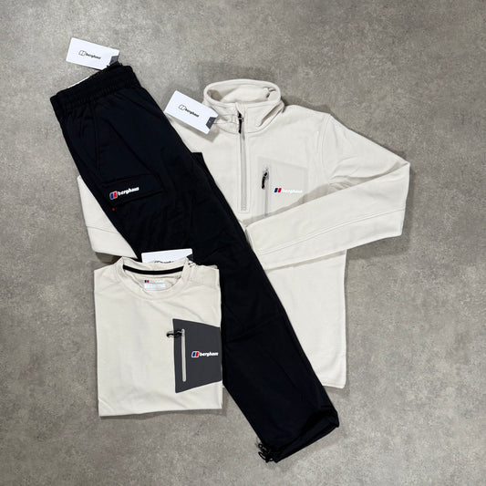 BERGHAUS 1/4 ZIP FLEECE 3 PIECE TRACKSUIT (WHITE/BLACK)