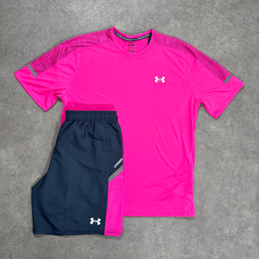UNDER ARMOUR TECH UTILITY SHORT SET (HOT PINK)