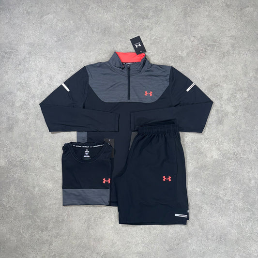 UNDER ARMOUR TECH UTILTY 1/4 ZIP TRI-SET (BLACK/RED)