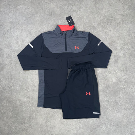 UNDER ARMOUR TECH UTILITY 1/4 ZIPSET (BLACK/RED)