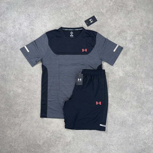 UNDER ARMOUR TECH UTILITY SHORT SET (GREY/BLACK)