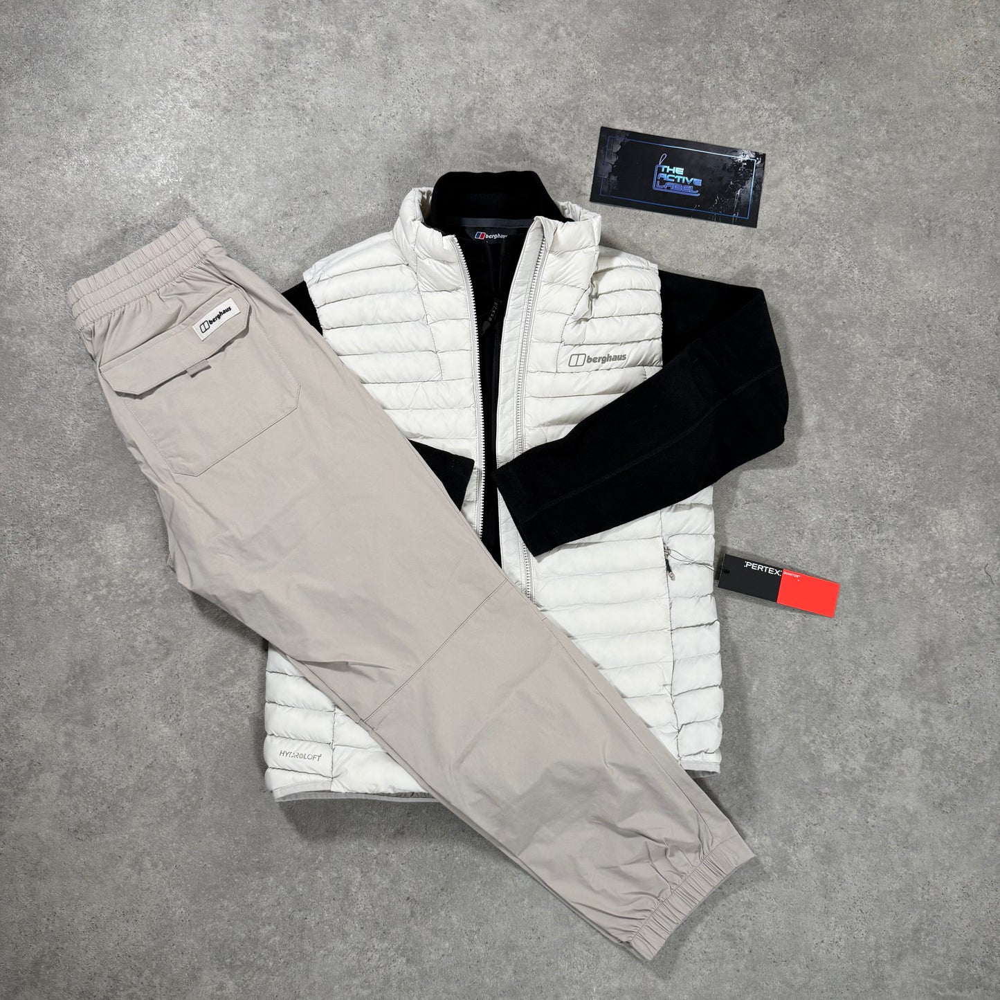 BERGHAUS VASKYE FLEECE/GILET TRI-SET (BEIGE/BLACK/WHITE)