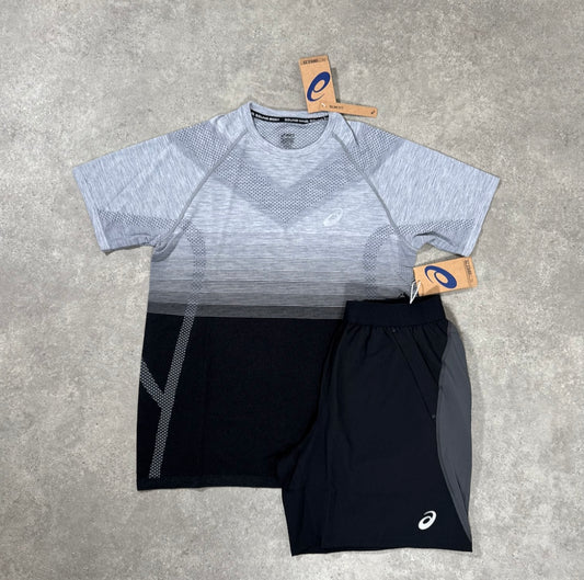 ASICS SEAMLESS SHORT SET (GREY/BLACK)