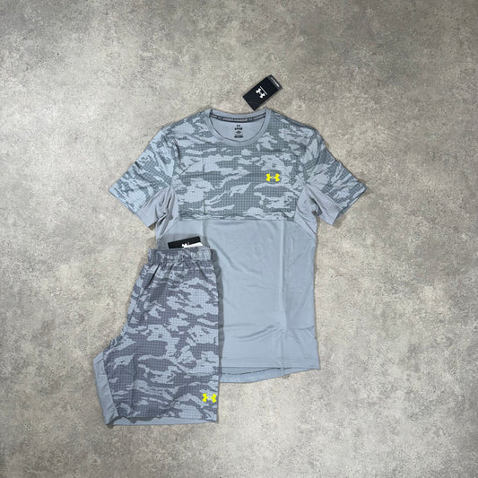 UNDER ARMOUR WOVEN CAMO SHORT SET (GREY)