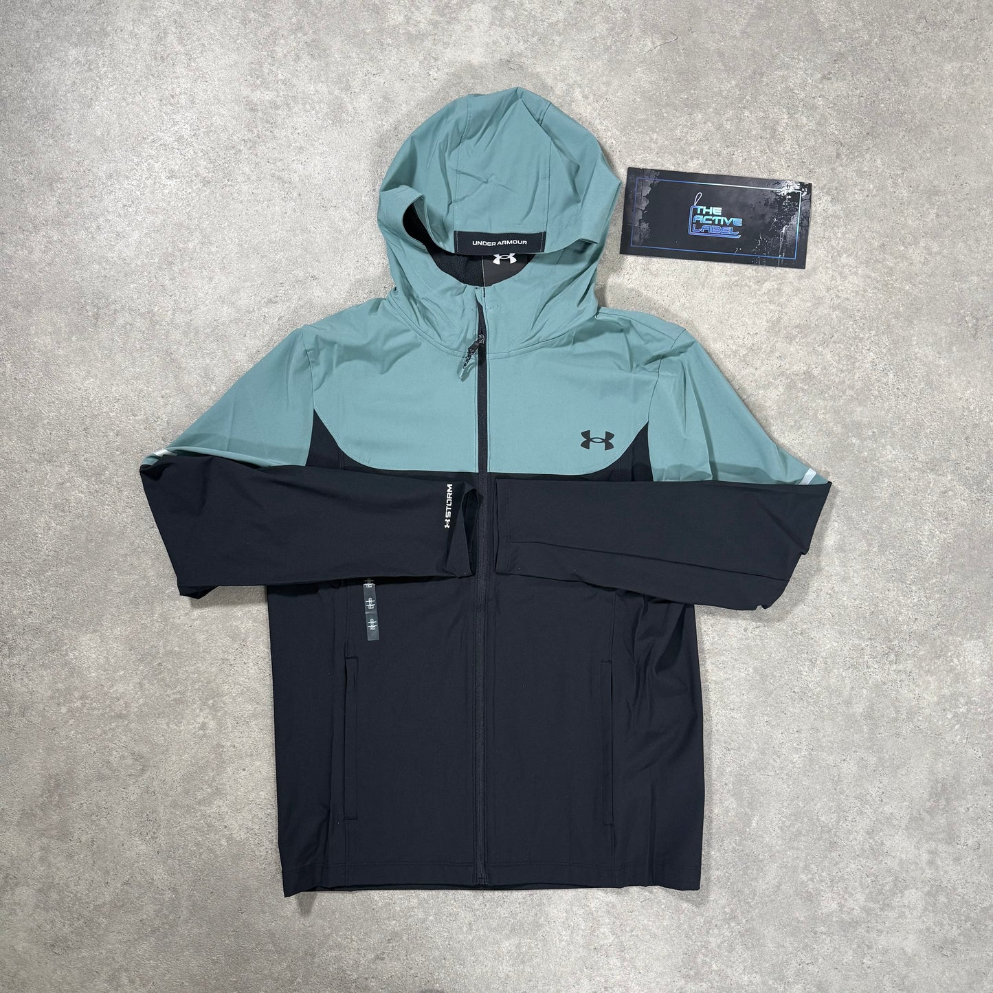 UNDER ARMOUR TECH UTILITY WOVEN JACKET (BLACK/JASPER BLUE)